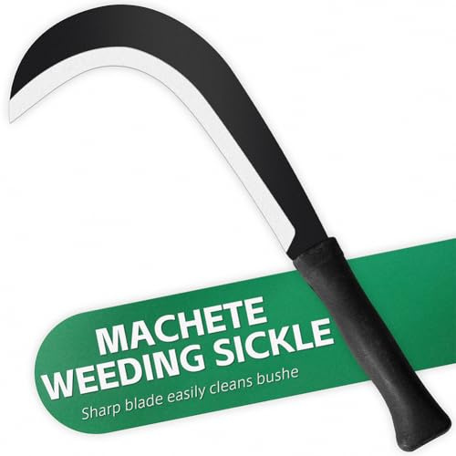 Sickle Machete for Yard Work Machetes for Cutting Trees Billhook Brush Clearing Sickle Garden Tool Brush Axe Harvest Knife Heavy Duty Machete Sickle for Gardening Sickle Machete Camping Farming