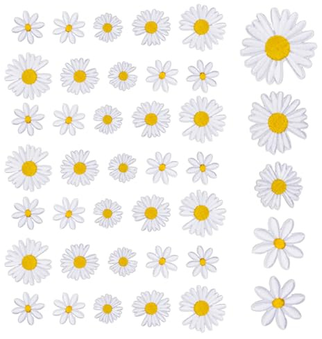 UTMACH 40 Stücke Gänseblümchen Blumen Aufnäher Zum Aufbügeln - Dekorative Patches für DIY Kinder