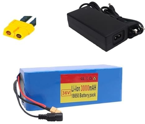 Batería de Bicicleta eléctrica 36v 30Ah, Paquete de batería de Iones de Litio, Paquete de batería 10S4P 30000mAh, batería de Alta Potencia para Bicicleta eléctrica E-Bike XT60 Plug