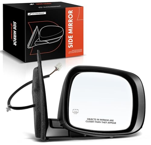 A-Premium Passenger Side Power Door Mirror - Compatible with Dodge Grand Caravan 2011-2020 & Chrysler Town & Country 2011-2016 - Heated Manual Folding Black Outside Rear View Mirror, 6 hole 5 prong