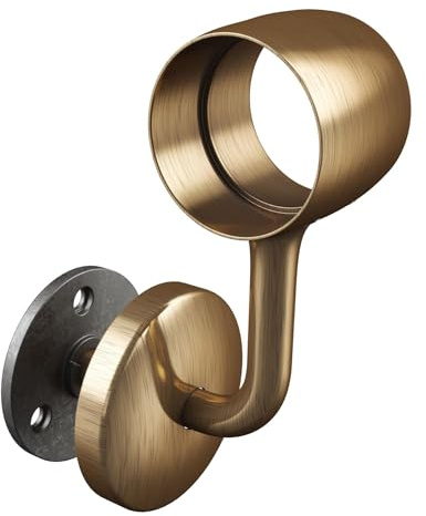 Rothley Staircase Handrail Connecting Wall Bracket, 40mm, Antique Brass | Concealed fixings hide visible screws when fitted, with a plastic insert to prevent tubes scratching during installation.