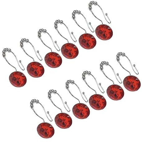 Amosfun 12st Untere Haken Duschkopf Emaille-Eimer Mit Deckel Gleitdoppelhaken Ring Raffhalterhaken Für Gardinen Gardinenhaken Anschließen Runden Beschichtung Rot