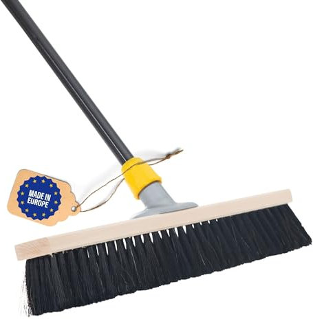 Novaliv Großer Besen Saalbesen 100 cm mit Stiel Borsten Haarmischung Besen fein mit stiel Ideal als Werkstattbesen Hallenbesen Industriebesen Hausbesen Kehrbesen Zimmerbesen Haarbesen Besen groß