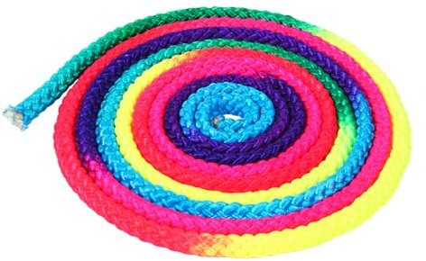 Regenbogenfarbenes Seil für rhythmische Gymnastik, strapazierfähiges Nylon-Kunsttraining in Wettkampfqualität, 2,8 m/110,23 Zoll, 134 g Seil, gymnastisches Springen, Sportsprung
