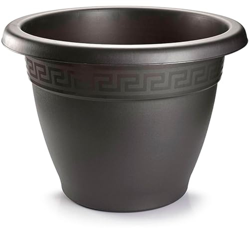 Acan Tradineur - Maceta Redonda Terracota - Fabricado en Plástico - Macetero Apto para Exterior e Interior del hogar - Diámetro: 60 cm - Color Gris Antracita