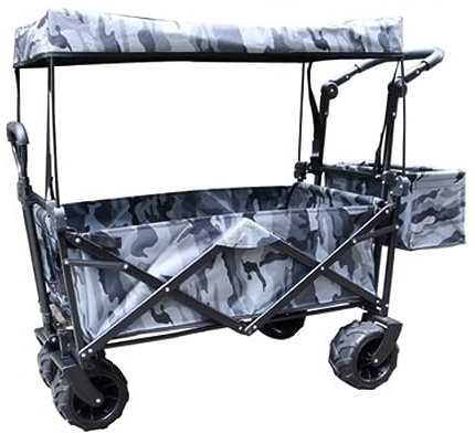 CCYENG Trolley-Wagen Zusammenklappbarer Wagenwagen Mit Baldachin Wagenrädern Tragbarer Klappwagen Verstellbare Griffe Strand Garten Sport Campingwagen Gartenwagen