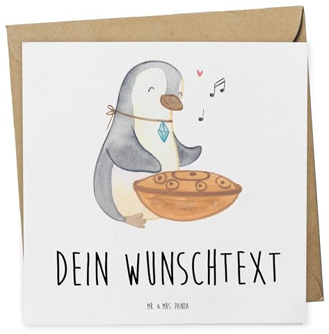 Mr. & Mrs. Panda karte personalisiert Pinguin Handpan - Personalisierte Geschenke, Stahltrommel, Postkarte, Instrumente, Grußkarten, Steel Pan, Karten