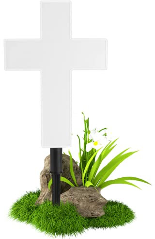 Croce solare Cemetery leggera bianca in plastica in plastica tomba esterna leggera solare luminosa giardino cross decorazione per cortile da esterno, casa, terrazza, cimitero luci solari per tomba
