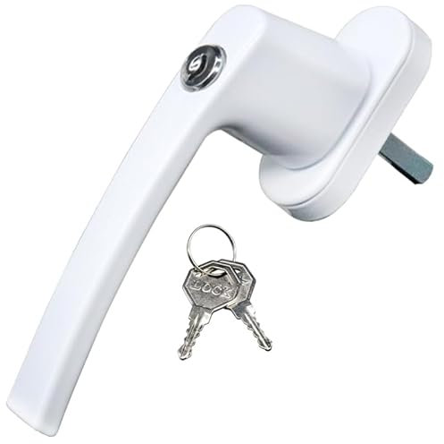 Manilla Ventana Aluminio Biela de puerta y ventana de acero y plástico, manija de transmisión de soporte con llave de seguridad y bloqueo de ventana antirrobo Manillas con cerrojo para ventanas(Aggrav
