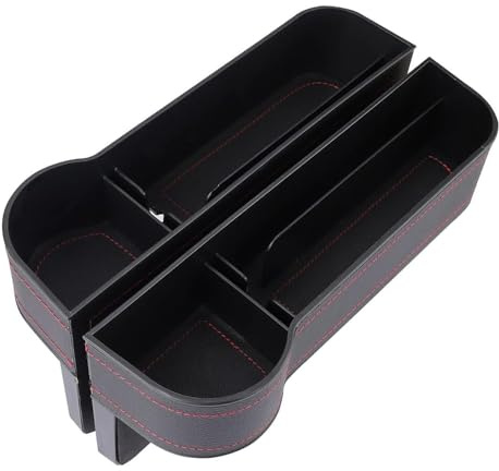 Qiwenr 2 Stück Organizer Autositz Seitentaschen, Aufbewahrungsbox Autositz Lücken, Leder Auto Organizer Aufbewahrungsbox, für Im Auto Aufbewahrte Gegenstände (Schwarz)