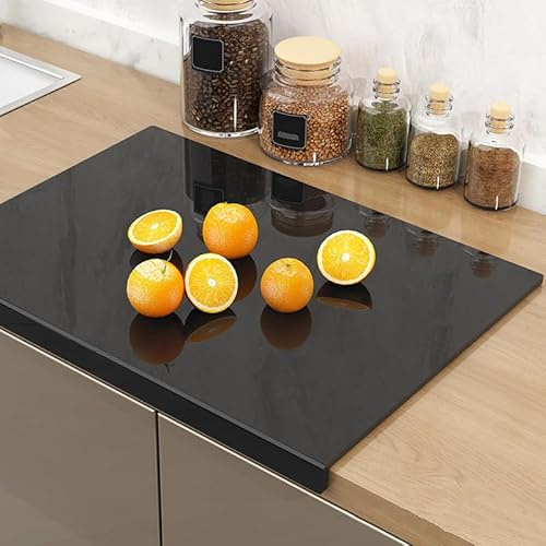 Acrylic Cutting Board with Lip Edge, Non-Slip Fruit Cutting Board, Counter Edge Chopping Board, Reusable Multipurpose Desk Pad, countertop Protector, Black Chopping Board (45x35cm)