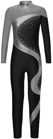 Yihuimin Mädchen Turnanzug Ganzkörper Gymnastikanzug Einteiler Tanzbody Langarm Tanzanzug Sportlich Overall Traininganzug
