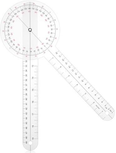 Xinjoduz 12 Inch Goniometer, 360 Degree Large Angle Finder Clear Orthopedic Protractor Digital Ruler Goniometer Physiotherapy for Body Measuring Tape Goniometer Protractor Angle Ruler Measuring Tool