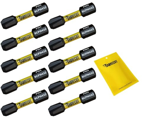 SabreCut 10pcs SCPH432_10 32mm PH4 Impact Screwdriver Bits Heavy Duty | Forged precision tips and heat-treated torsion steel improve impact resistance, durability and reduce breakage
