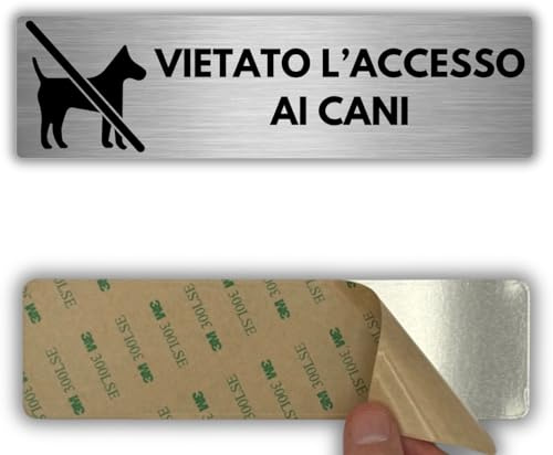 LEIASA | Señal adhesiva prohibido el acceso a los perros - 5 x 18 cm - Grosor 0,8 mm - Aluminio - Señal no permitidos perros - Señal de zona prohibida - Cartel adhesivo 3M - Prohibido animales