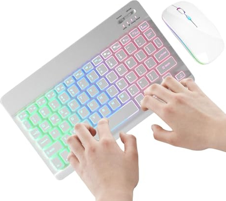 Keyboard e - tasti retroilluminati wireless, kit portatile ultra -slim | adattatore 2.4G | Tastiera di digitazione silenziosa ricaricabile con LED regolabile, combinazione di erg