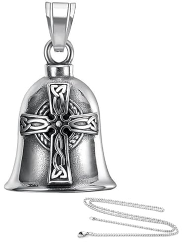 LAJUP Campana Moto Amuleto |Collar Cross Bell|Con Anillo Colgante, Para Bicicletas, Vehículos Eléctricosregalos Duraderos De Accesorios De Motocicleta | Amuleto De Protección Y Buena Suerte