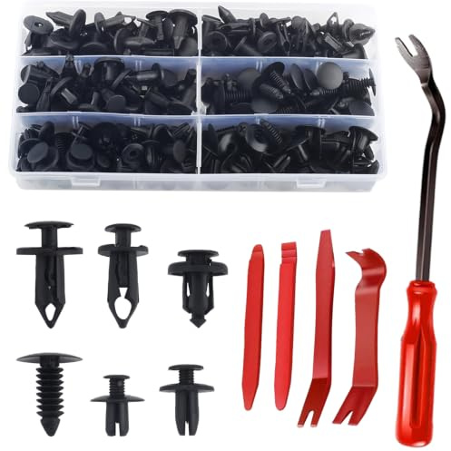 190 clip per finiture auto, rivetti in plastica con 5 strumenti di rimozione del rivestimento, clip per finiture del corpo contengono 6 misure regolari, fermi universali per protezione paraurti, clip