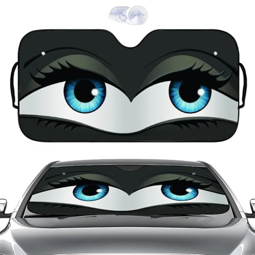 Pare- De Voiture Pare Brise Avantt, 137x70cm Yeux De Dessin Animé, Pares Voiture Avantt avec Ventouse, Protection Solaire Pares- Pliable pour Fenêtre De Voitures, Bloque La