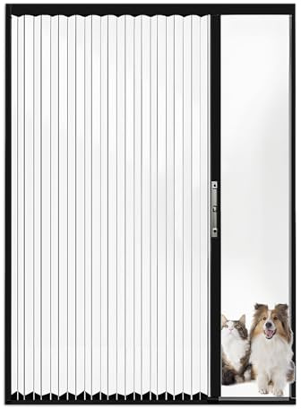 Interior Accordion Folding Door, No Drilling Retractable Sliding Doors with Lock, Customize Room Divider for Bathroom Closet Kitchen Patio, Aluminum Frame and Acrylic Panel