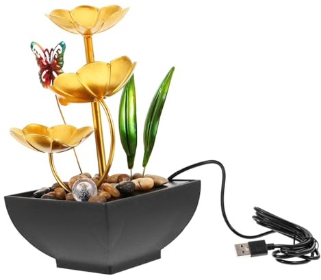 BATHVEVE Fontana Da Tavolo Zen Cascata D’acqua Decorativa Usb, Piccola Fontanella Da Interno in Ferro, Ornamento Rilassante Per Scrivania Casa e Ufficio