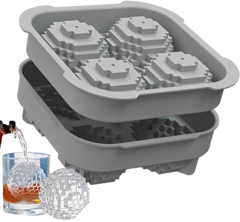 Golf Tray, Silicone Ice Mould for the Freezer in 4 Golf Moulds, Ice Ball Cube Mould for Cocktails, Tequila, Juice, Fruit, Chocolate, Vanilla, Sauce, Pudding