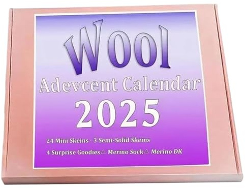 Weihnachts-Adventskalender 2025 Stricken, 24-Tage-Countdown mit Wollgarn für DIY-Bastelarbeiten