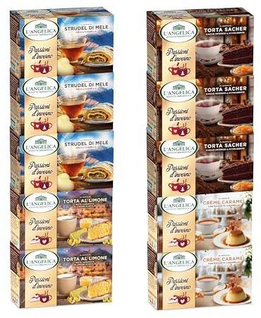 L'Angelica, Passioni d'Inverno, Tisane Invernali Miste, 10 Confezioni | Cassa Mista, Mix di Gusti, Strudel di Mele, Torta Sacher, Torta Al Limone, Crème Caramel, 10 Confezioni da 15 Filtri