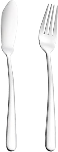 TOYANDONA Juego de Cubiertos de Acero Inoxidable para Pescado 2 Piezas Cuchillo y Tenedor Vajilla Plateada para Uso Diario Restaurantes y Eventos Formales