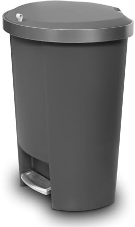 Addis Mode 50L Kitchen Pedal Bin | D-Shape Soft Close Waste Bin, Grey | Modern 50L D-shape pedal bin with soft close lid, flat back design and stay-open function for everyday kitchen waste