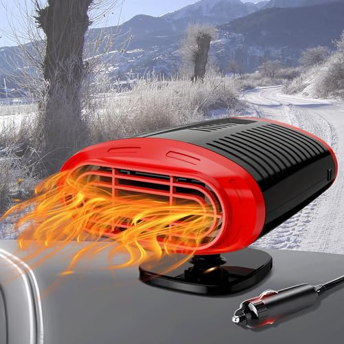 Chuankefanxing Chauffage de Voiture, 12V 150W Chauffage pour Voiture, 2 en 1 Chauffage Refroidissement Ventilateur Degivreur Pare Brise, Dégivreur de Voiture Portable pour Toutes Les Voitures