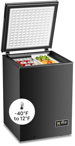 Electactic 3.5 Cu. Ft Chest Freezer, Ultra-Low Temperature (-40°F-12°F), Small Deep Freezer with Removable Basket Free Standing Top open Door Perfect for Home Dorm, Office,Bar, Kitchen Black