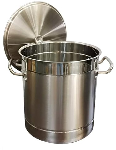 Olla de acero inoxidable con tapa, uso comercial/doméstico, acero inoxidable 304 para estufa de gas/cocina de inducción (15-80 L) - Preparación de alimentos de gran capacidad