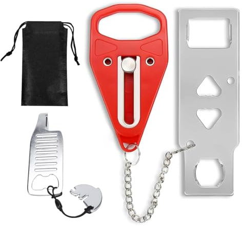 Portable Door Lock for Travel Safety – Including Door Bolt Plug and Lock Buckle – Extra Privacy Protection Lock Suitable for Hotel Rooms, Homes, Apartments, Dormitories and Temporary Accommodations