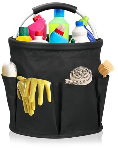 Cleaning Caddy with Handle, Portable Collapsible Bucket Oxford Fabric Caddy | Multi Pocket | Multifunctional | Foldable Cleaning Bucket | for Outdoor Use Gardening Picnic Bath Car Washing Tool Storage