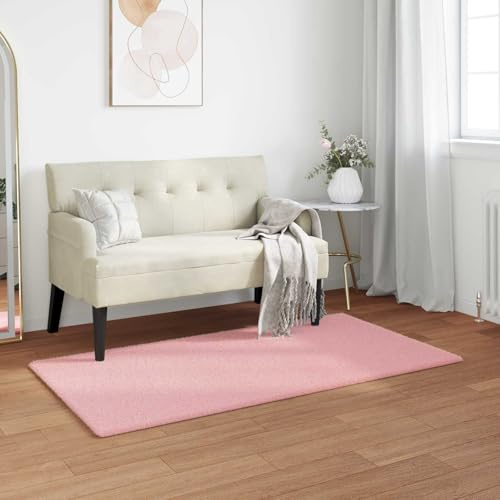 HFXHIJXQ Tapis en fourrure de lapin synthétique rose - 80 x 150 cm - Flokati doux et velouté - Polyester durable - Design minimaliste - Pour salon, chambre à coucher et couloir