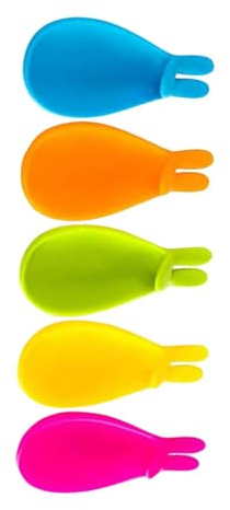 JEWEDECO Soportes para Bolsitas de Té de Silicona 5 Piezas en Forma de Conejo Función para Sujetar Cucharas y Marcar Tazas, Accesorios Prácticos para Té