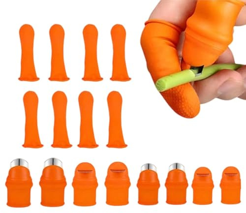 Coupe-pouce de Jardinage,16 pièces en acier inoxydable - Protège-doigts en Silicone pour Cueillette et Coupe | pour Aubergines Poivrons Tomates Haricots Verts Pastèques Céleris Fraises et Cerises