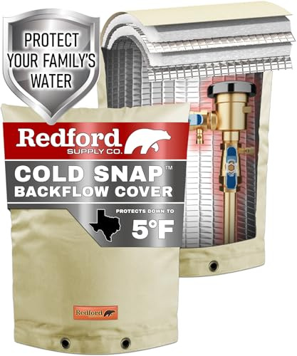 Redford Supply Co. Cold Snap (5°F) Backflow Preventer Insulation Cover, 14W x 18H, Pipe Insulation, Water Sprinkler Covers for Outside, Sprinkler Backflow Cover for Winter, Well Pump Bag (Beige)