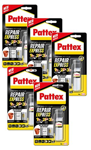 Pattex Powerknete Repair Express, Modelliermasse zum Kleben & Reparieren, Epoxidharz Kleber für viele Materialien, lackier- und schleifbare Knete (5x Repair Express Stic Universal)