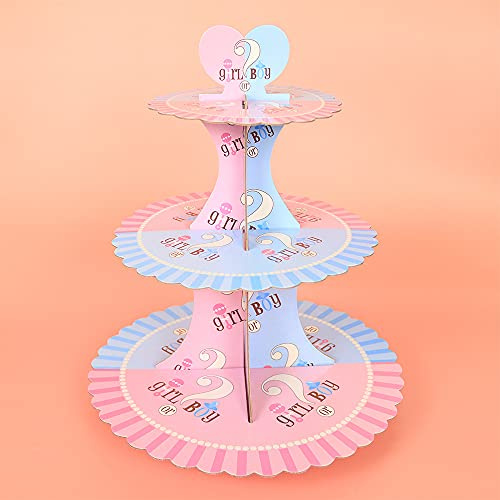 Kuchenständer mit 3 Etagen， Muffin Ständer aus Karton für für Geburtstag Baby Party Kaffeetafel Dekorationen