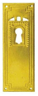 Antikhof Möbelbeschlag Jugendstil Messing geprägt,Größe:3,5 x9,5cm,Bestellnummer: JML 43, Dunkelbraun