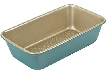 Prestige x Nadiya 2lb Loaf Tin - Non Stick Loaf Tins For Baking 23cm x 13cm, Dishwasher Safe Steel Bakeware, Teal & Gold Loaf Pan, 9