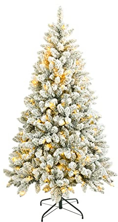Rebecca Mobili Albero Di Natale Innevato, Albero Natalizio Con Luci Incorporate, 850 Rami, 300 Luci Led, Montaggio Semplice - Misure: 180 x 105 x 105 cm (HxLxP) - Art. RE6764