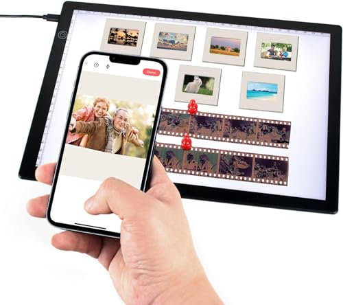 Scanner per Diapositive Portatile, 12 x 9 Pollici Pannello Luminoso a LED Ultrasottile per Scannerizza e Salva Negativi da 35 mm Fotografiche Diapositive con la fotocamera dello smartphone