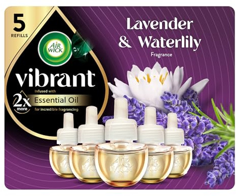 Air Wick Plug in Scented Oil Refill, 5ct, Lavender & Waterlily, Air Freshener, Essential Oils
