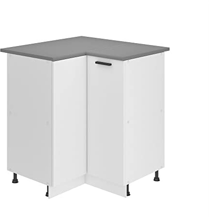 Belini Eckschrank SNP 90 cm, mit Arbeitsplatte, Weiß matt
