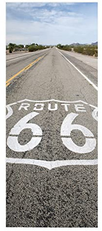 TüRtapete Selbstklebend TüRposter TüRaufkleber Tapete, Wandaufkleber für Schlafzimmer, Heimdekoration, wasserdicht, abnehmbar, Premium Vinyl Upgrade, Route 66 American Scenery