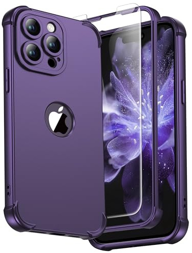 ORETECH for iPhone 14 Pro Case, Shockproof Slim, Screen Protector, Purple