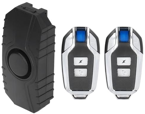 Atyhao Fahrradalarm, Elektroauto, Fahrrad, Haushalt, Drahtlose Fernbedienung, Motorrad, Vibration für Diebstahlschutz, Schwarz, Lang, Poolalarme (Schwarz mit 2 Fernbedienungen)